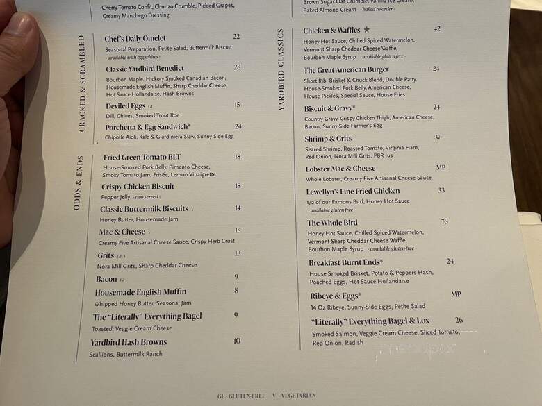 Yardbird - Chicago, IL menu_pic