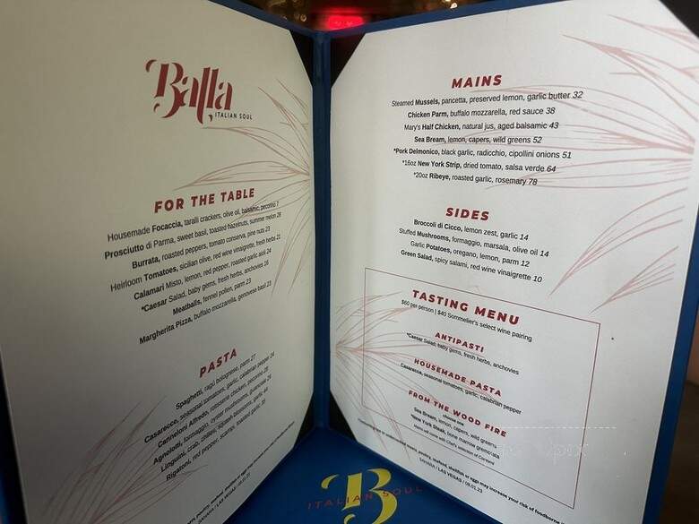 Balla Italian Soul - Las Vegas, NV menu_pic