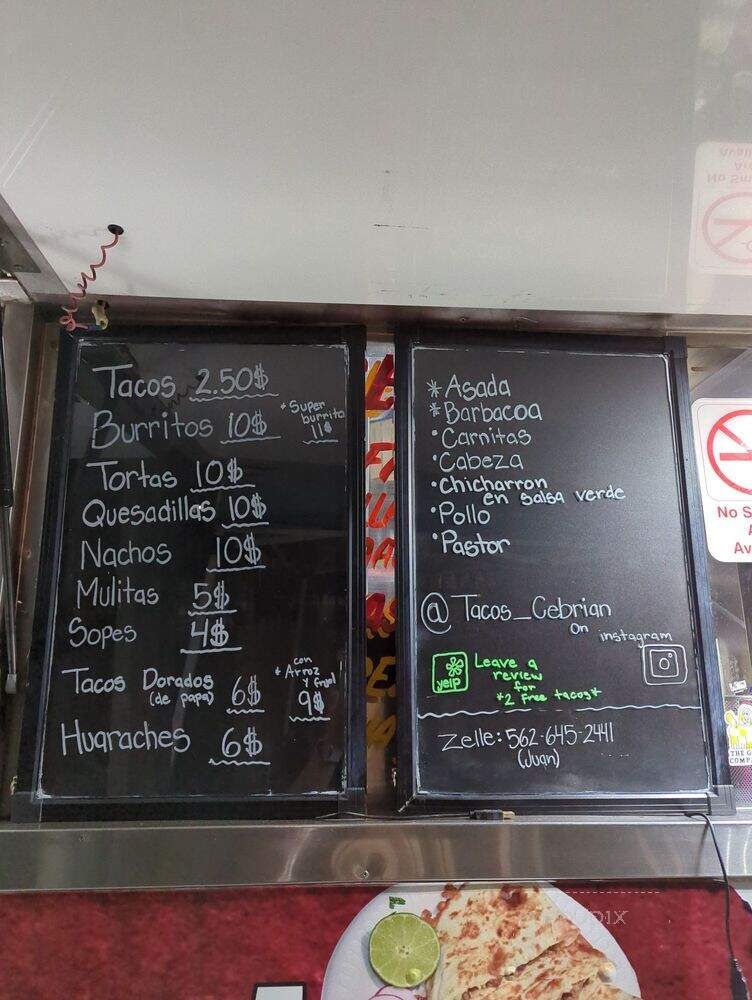 Tacos Cebrian - Los Angeles, CA menu_pic