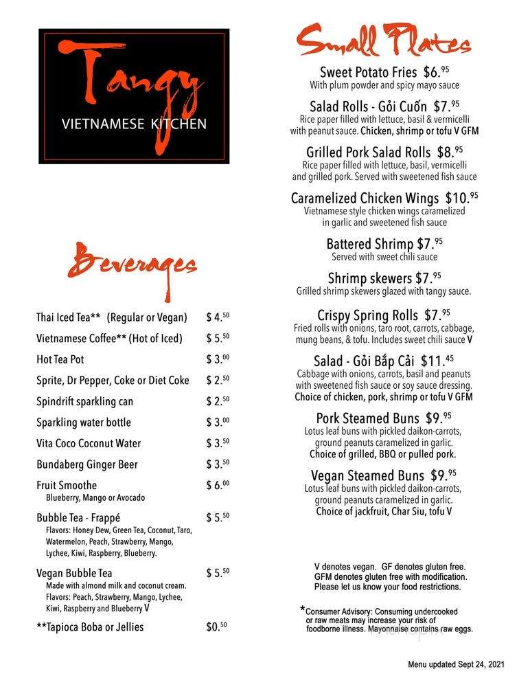 Tangy Vietnamese Kitchen - Portland, OR menu_pic