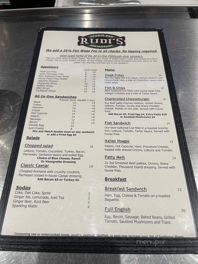 Rudi's - San Francisco, CA menu_pic