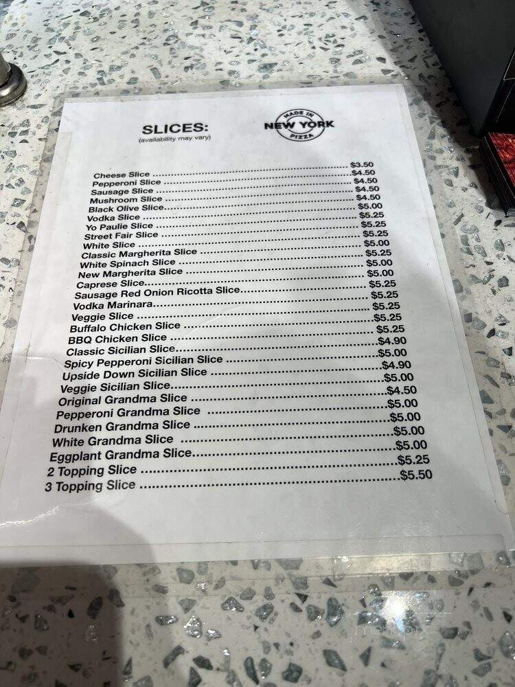 Made in New York Pizza - New York, NY menu_pic