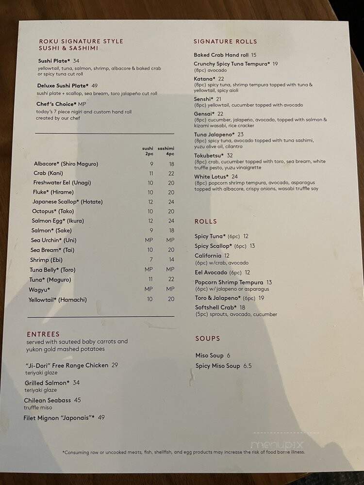 Sushi Roku - Manhattan Beach, CA menu_pic