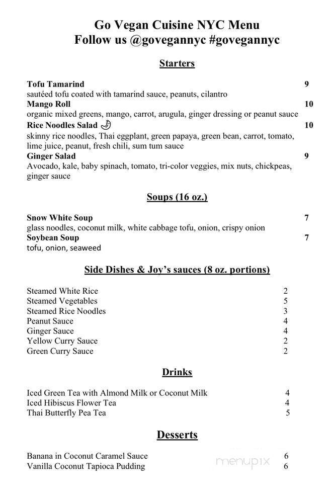 Go Vegan Cuisine - New York, NY menu_pic