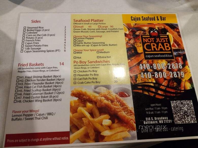 Not Just Crab - Baltimore, MD menu_pic