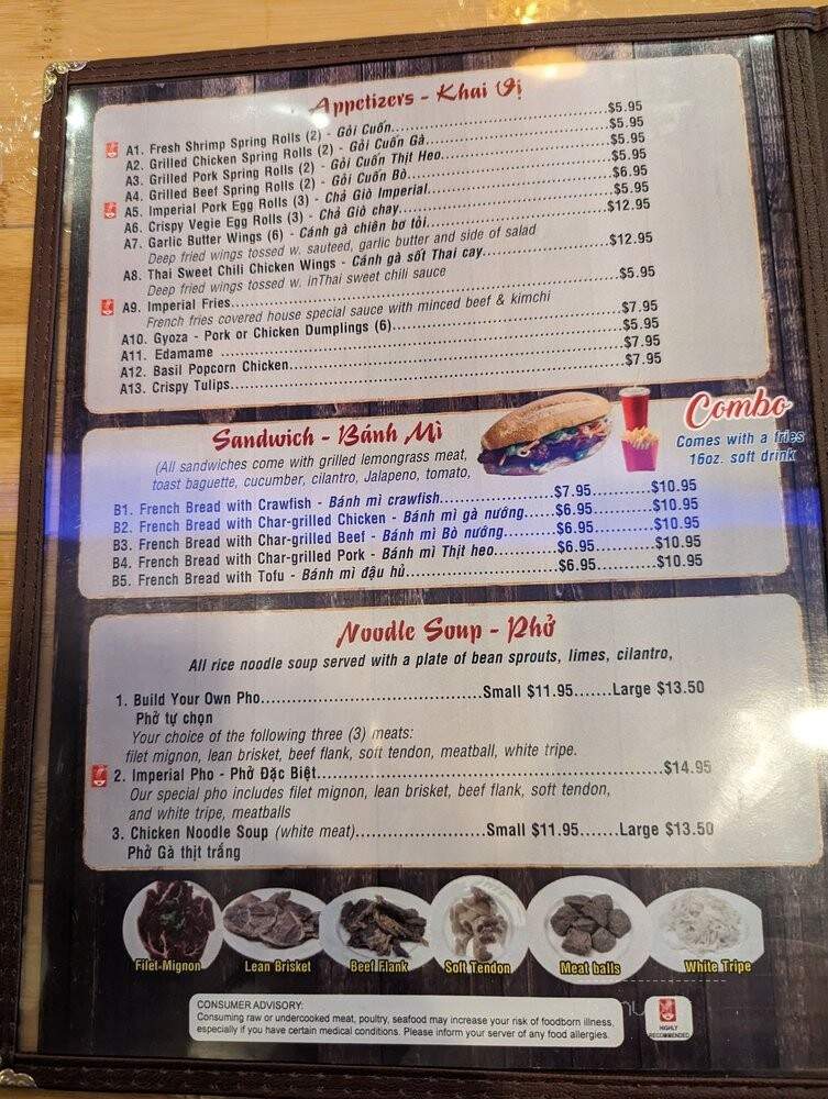 Imperial Pho Noodle & Grill - Katy, TX menu_pic