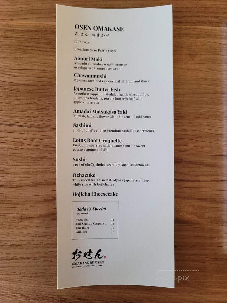 Omakase Osen - Los Angeles, CA menu_pic