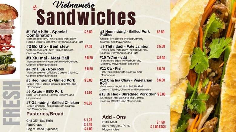 Banh Mi Fresh - Happy Valley, OR menu_pic