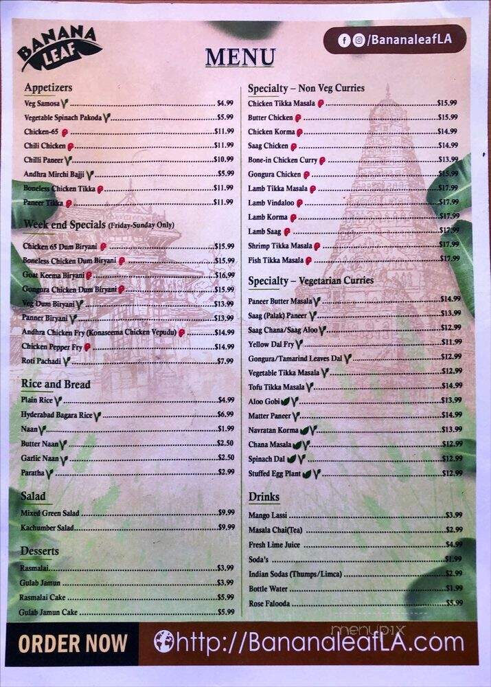 Banana Leaf - Redondo Beach, CA menu_pic