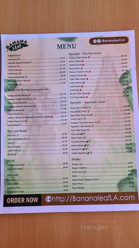 Banana Leaf - Redondo Beach, CA menu_pic