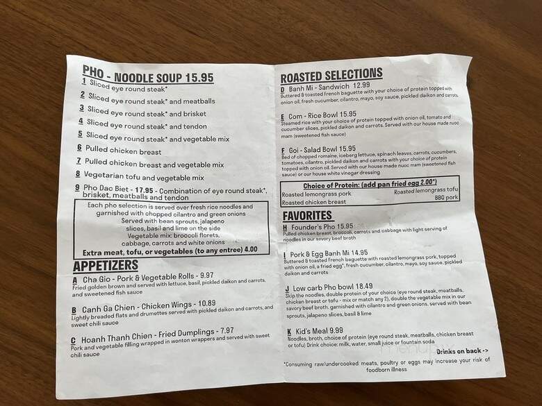 What the Pho - Bellevue, WA menu_pic