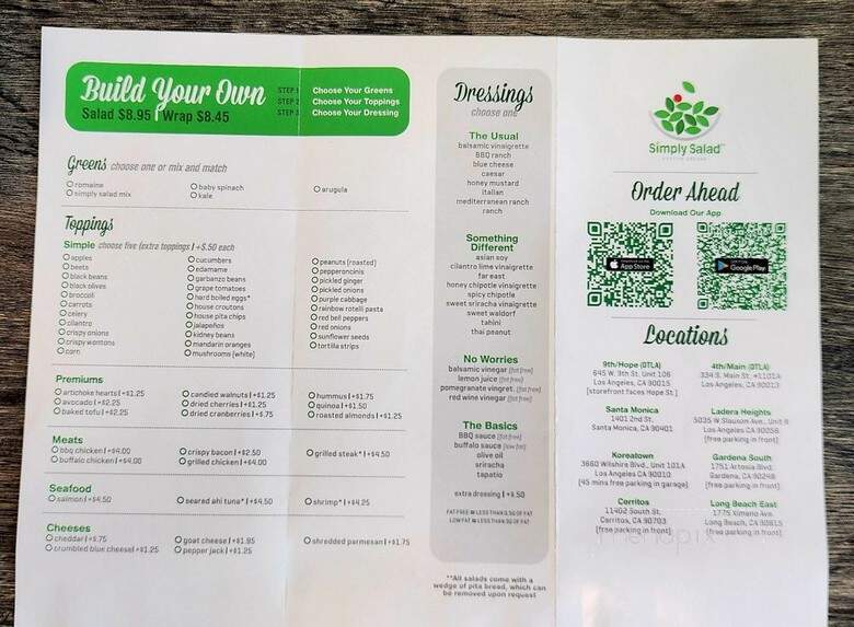 Simply Salad - Long Beach, CA menu_pic