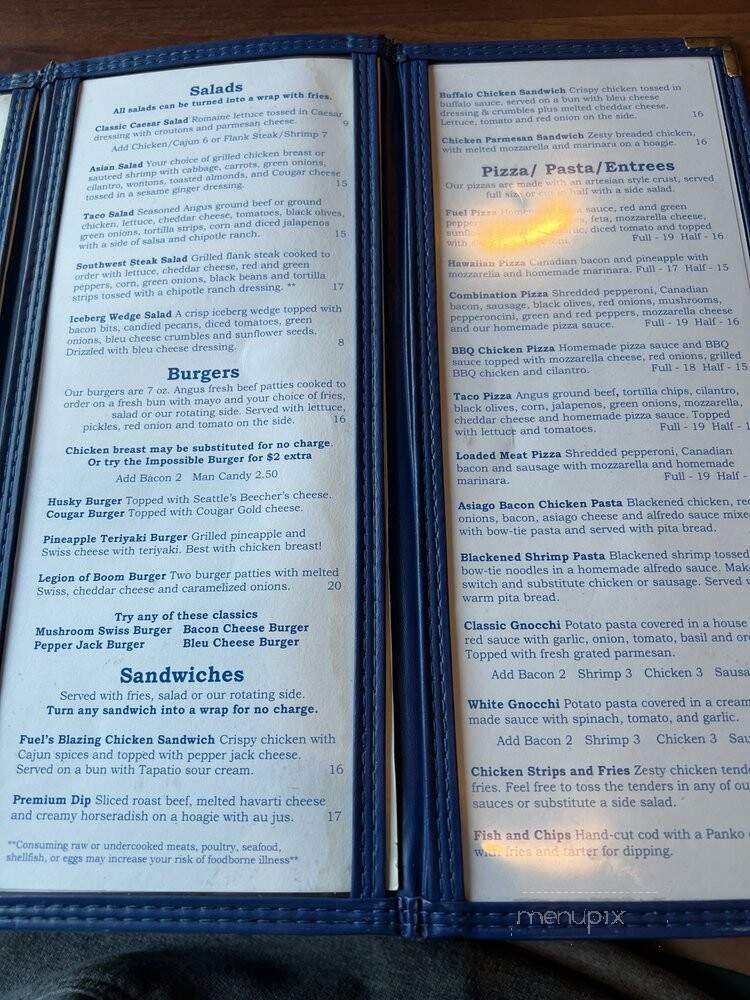 Fuel Sports Grill - Seattle, WA menu_pic