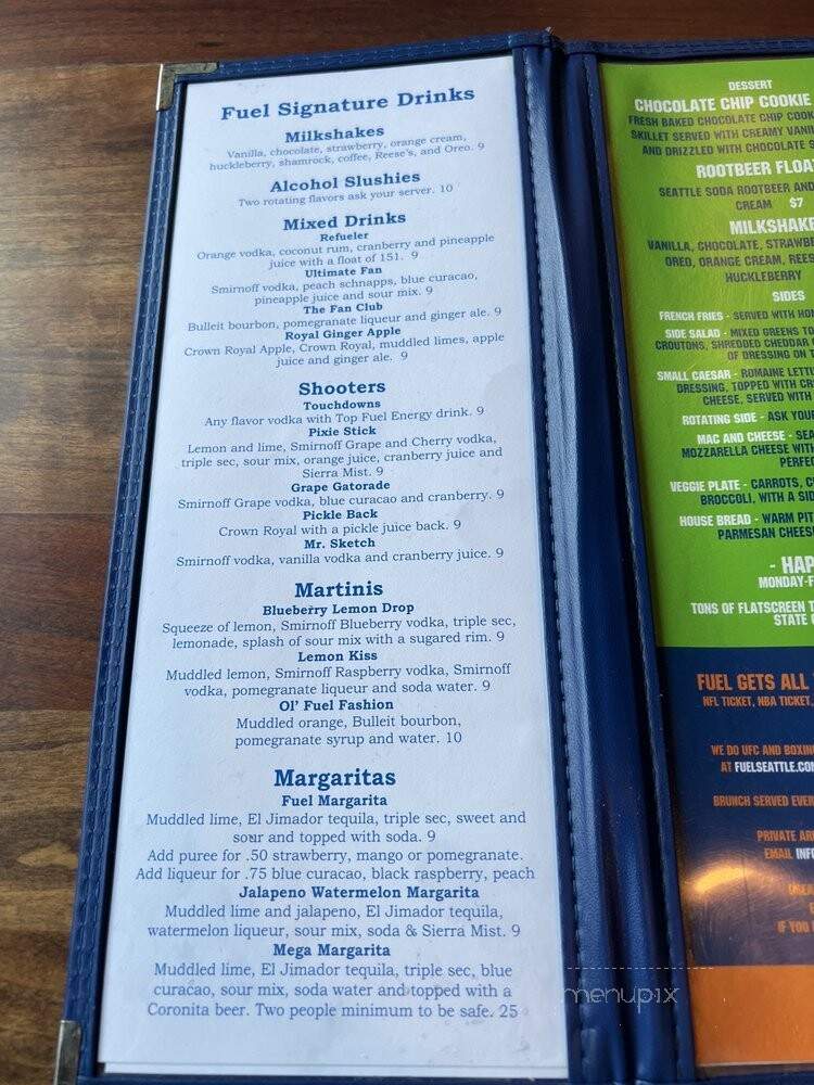 Fuel Sports Grill - Seattle, WA menu_pic
