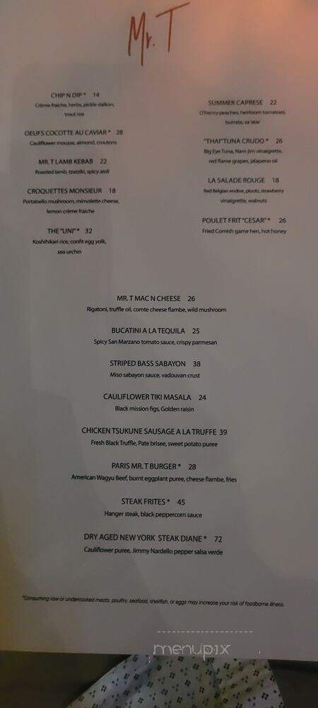 Mr. T - Los Angeles, CA menu_pic