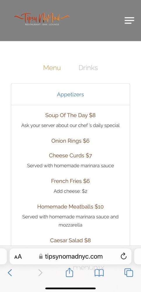 Tipsy NoMad - New York, NY menu_pic