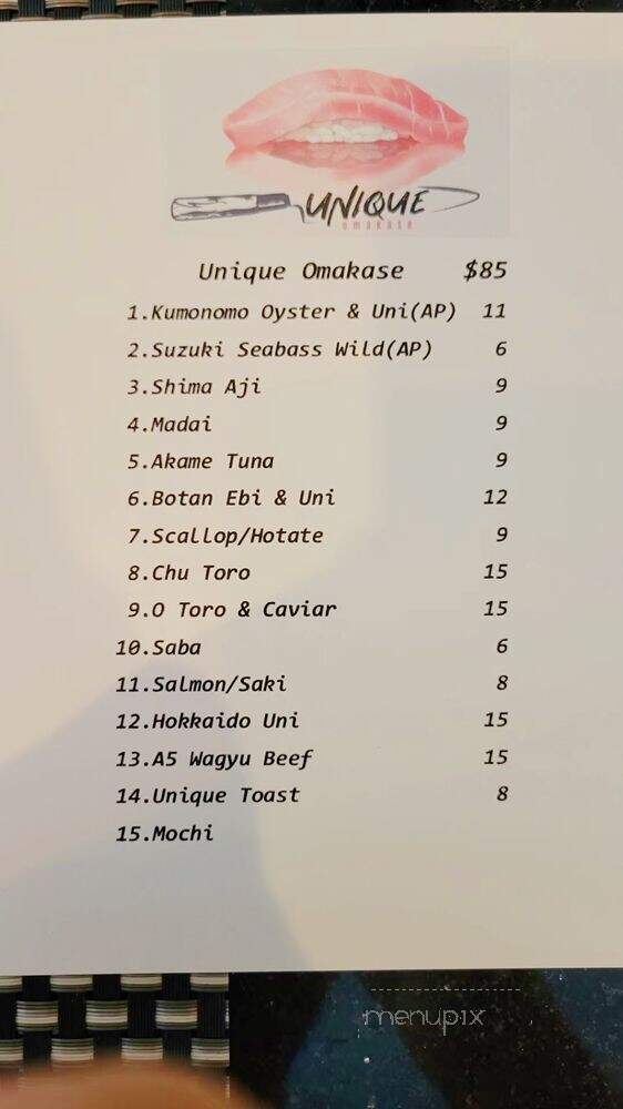 Unique Omakase - New York, NY menu_pic