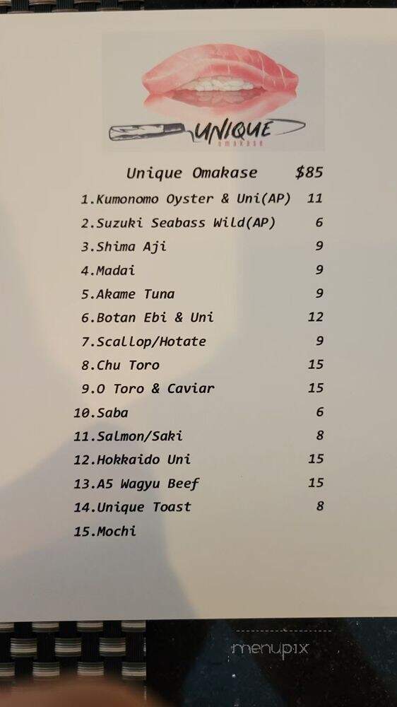 Unique Omakase - New York, NY menu_pic
