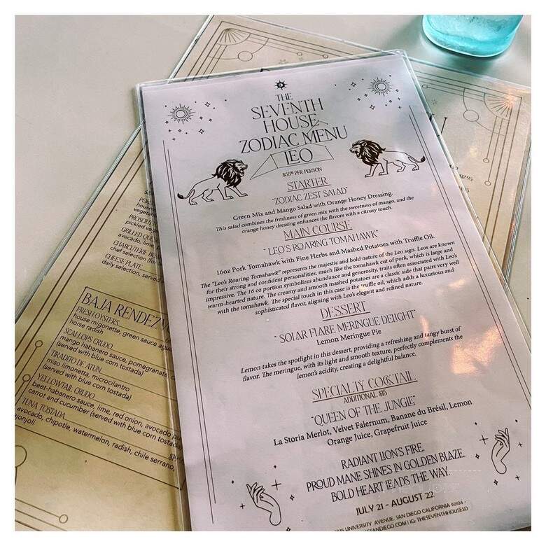 The Seventh House - San Diego, CA menu_pic