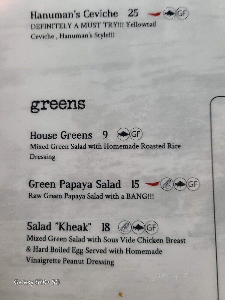 Hanuman Thai Eatery - Costa Mesa, CA menu_pic