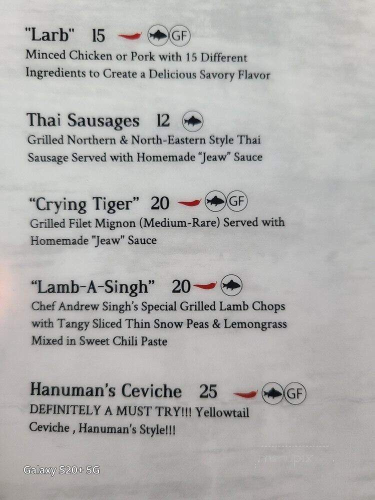 Hanuman Thai Eatery - Costa Mesa, CA menu_pic