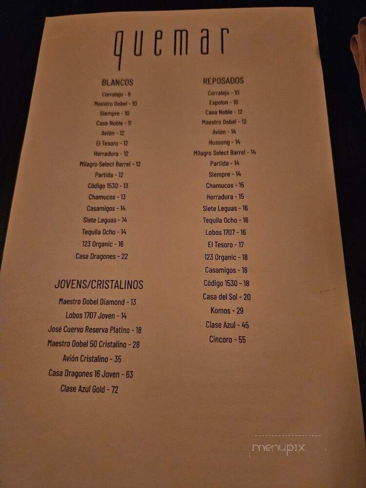 Quemar - Virginia Beach, VA menu_pic