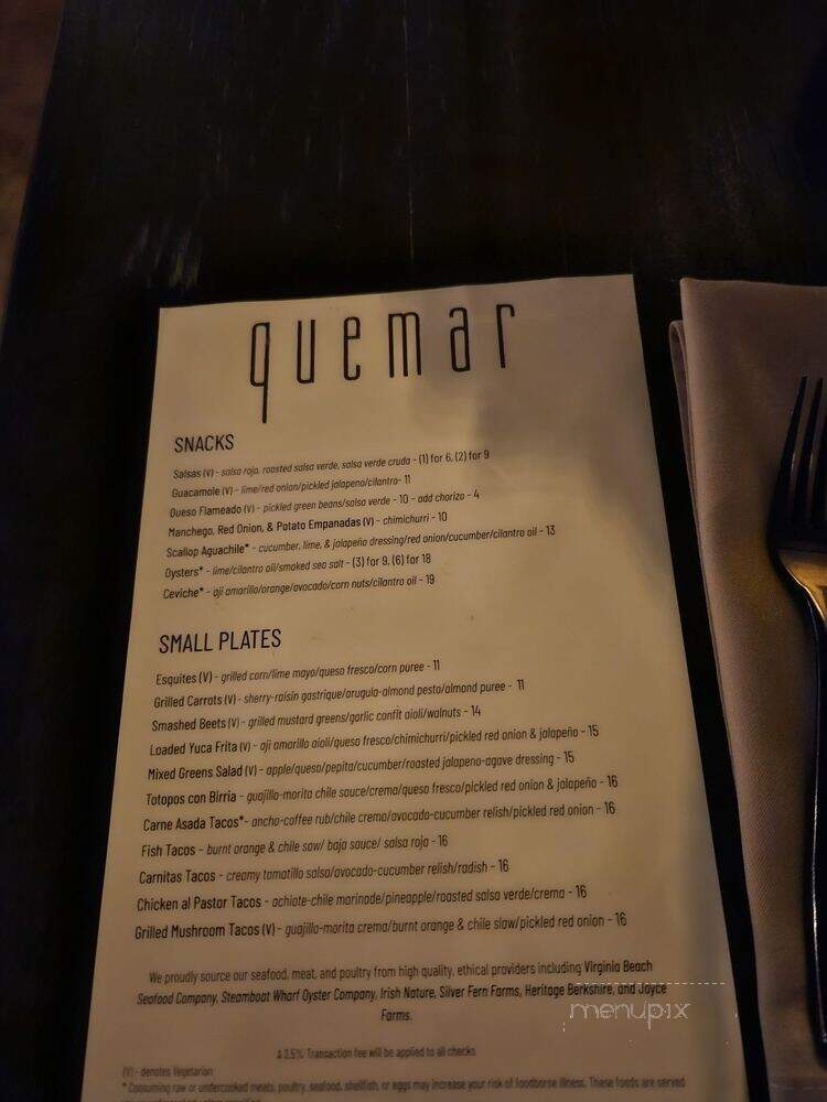 Quemar - Virginia Beach, VA menu_pic