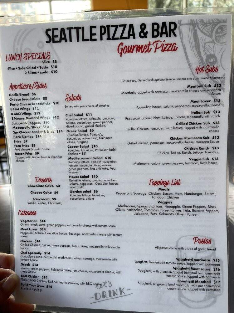 Seattle Pizza and Bar - Seattle, WA menu_pic