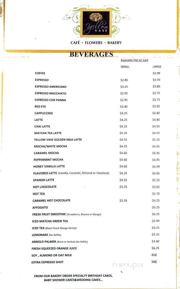 Yellow Vase - Rolling Hills Estates, CA menu_pic