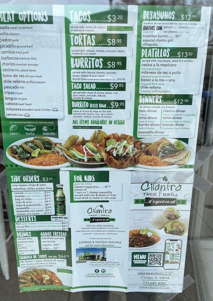 Cilantro Taco Grill - Chicago, IL menu_pic