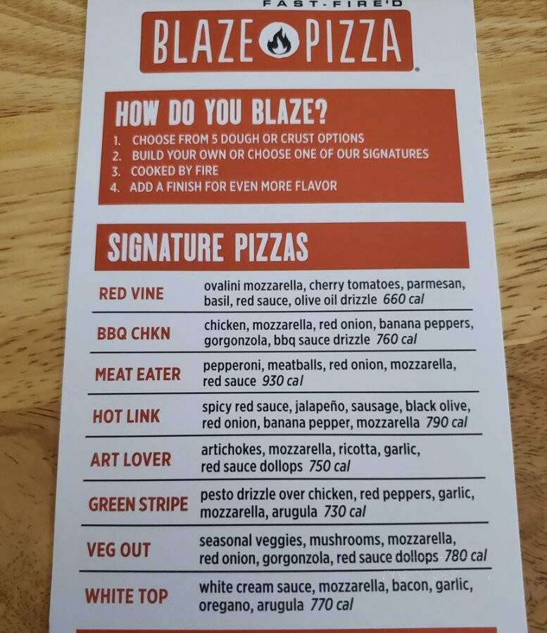 Blaze Pizza - Seal Beach, CA menu_pic