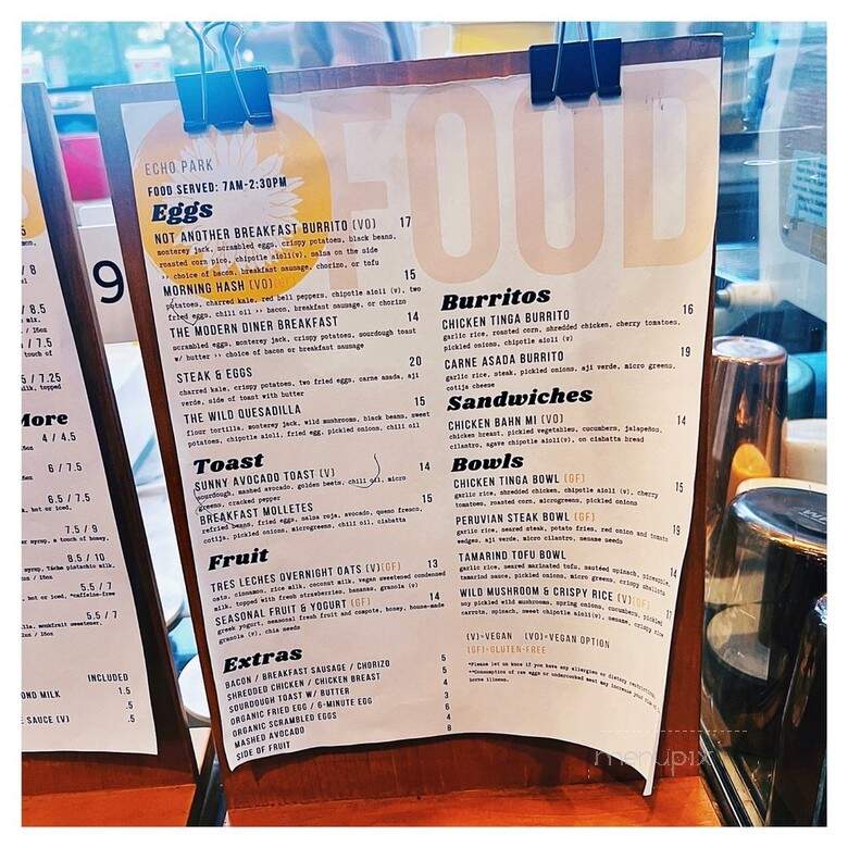 Farm Cup Coffee - Los Angeles, CA menu_pic