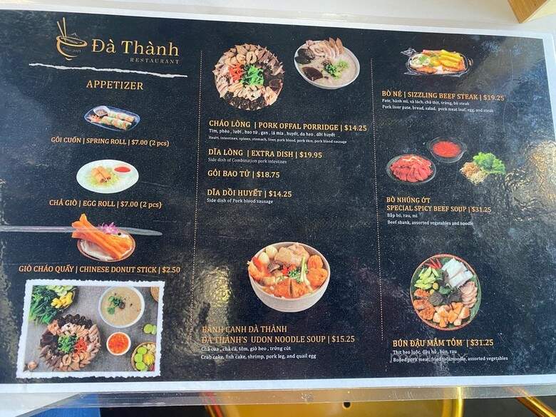 Da Thanh Restaurant - San Jose, CA menu_pic