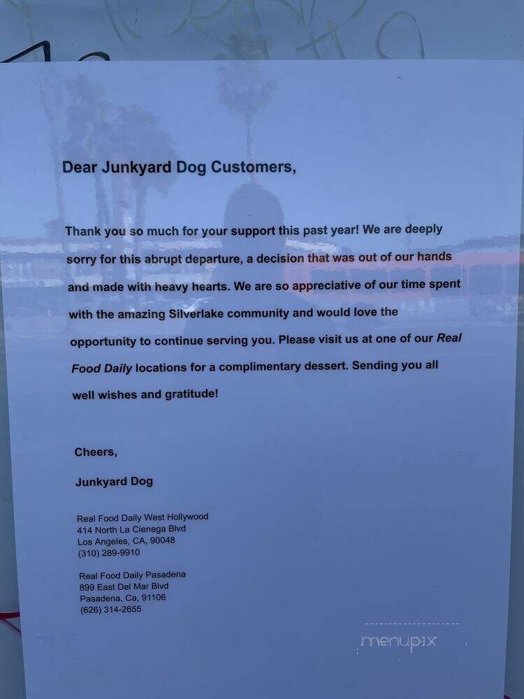 Junkyard Dog - Los Angeles, CA menu_pic