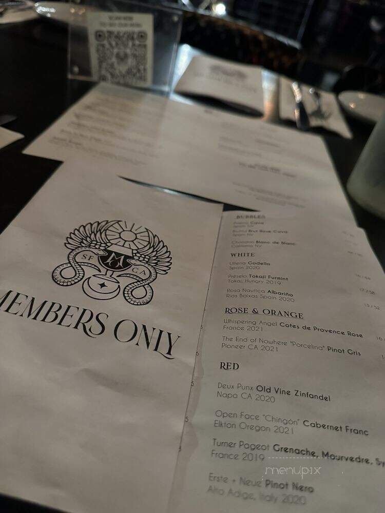 Members Only - San Francisco, CA menu_pic