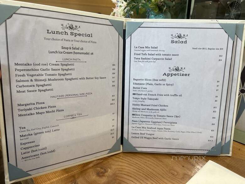 La Casa Mia - Santa Clara, CA menu_pic