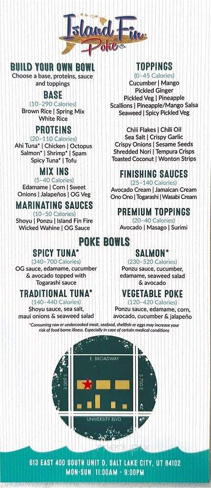 Island Fin Poke Company - Salt Lake City, UT menu_pic
