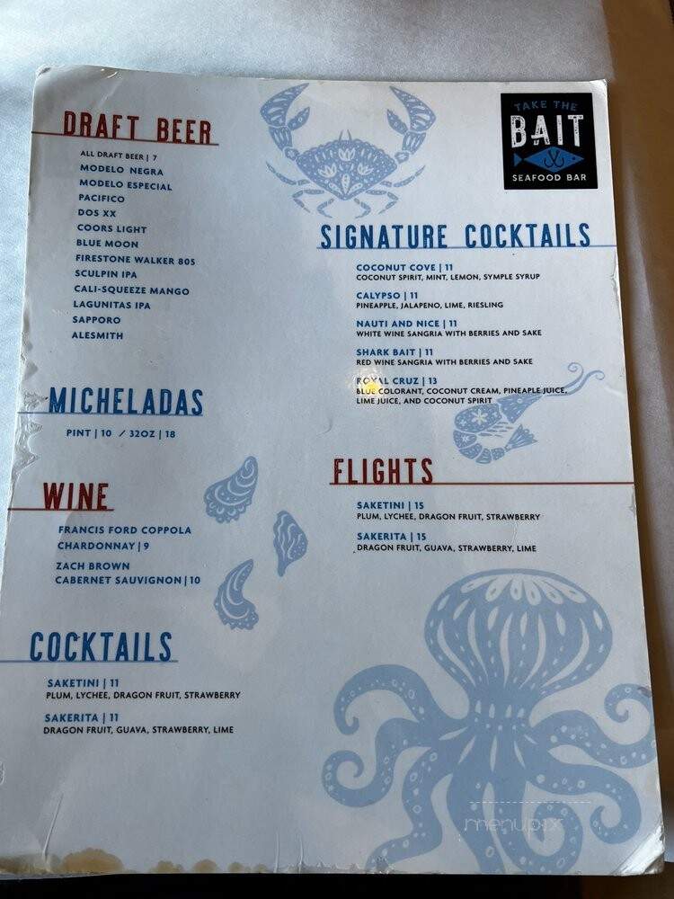 Take the Bait - San Diego, CA menu_pic