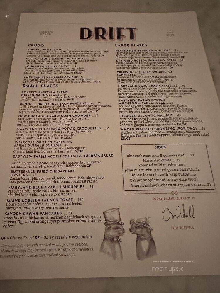 Drift - Rehoboth Beach, DE menu_pic