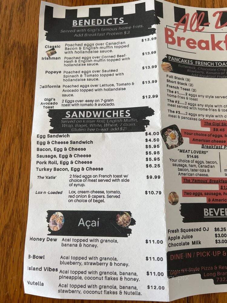 GiGi's NY Style Pizza & Restaurant - Long Branch, NJ menu_pic