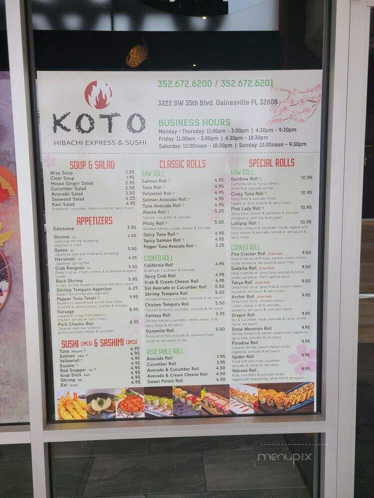 Koto Hibachi Express & Sushi - Gainesville, FL menu_pic
