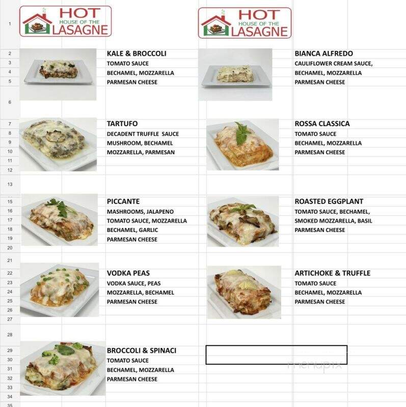 House of the Lasagne - Los Angeles, CA menu_pic