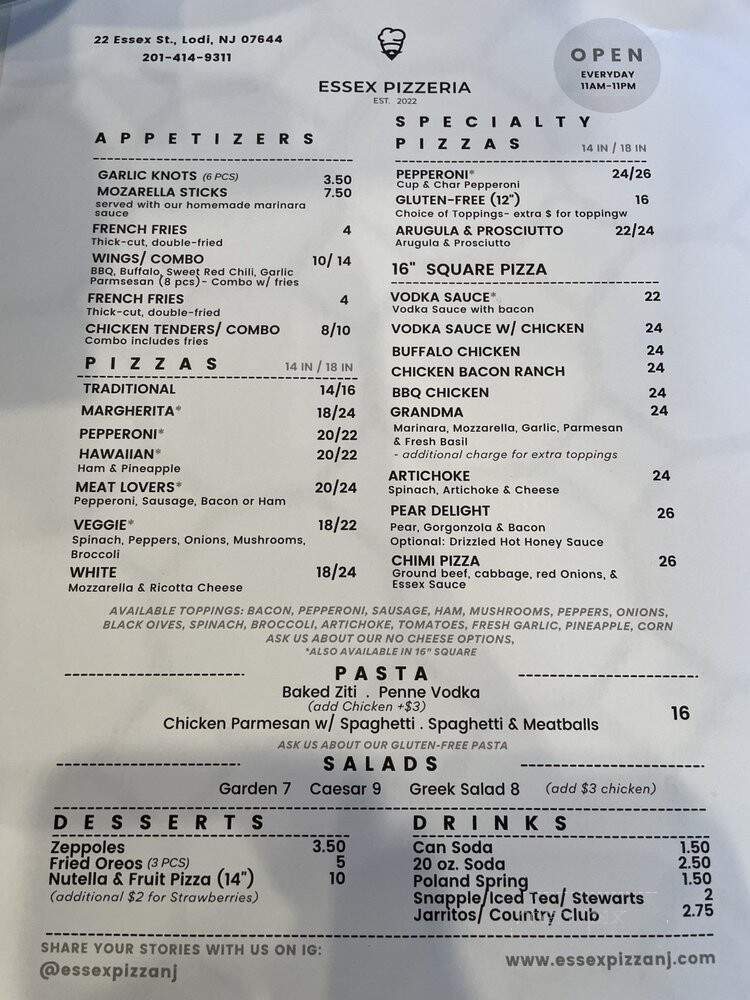 Essex Pizzeria - Lodi, NJ