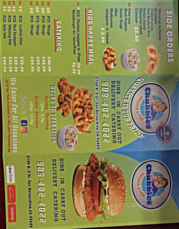 Chubbies Chicken & Fish - San Bernardino, CA menu_pic