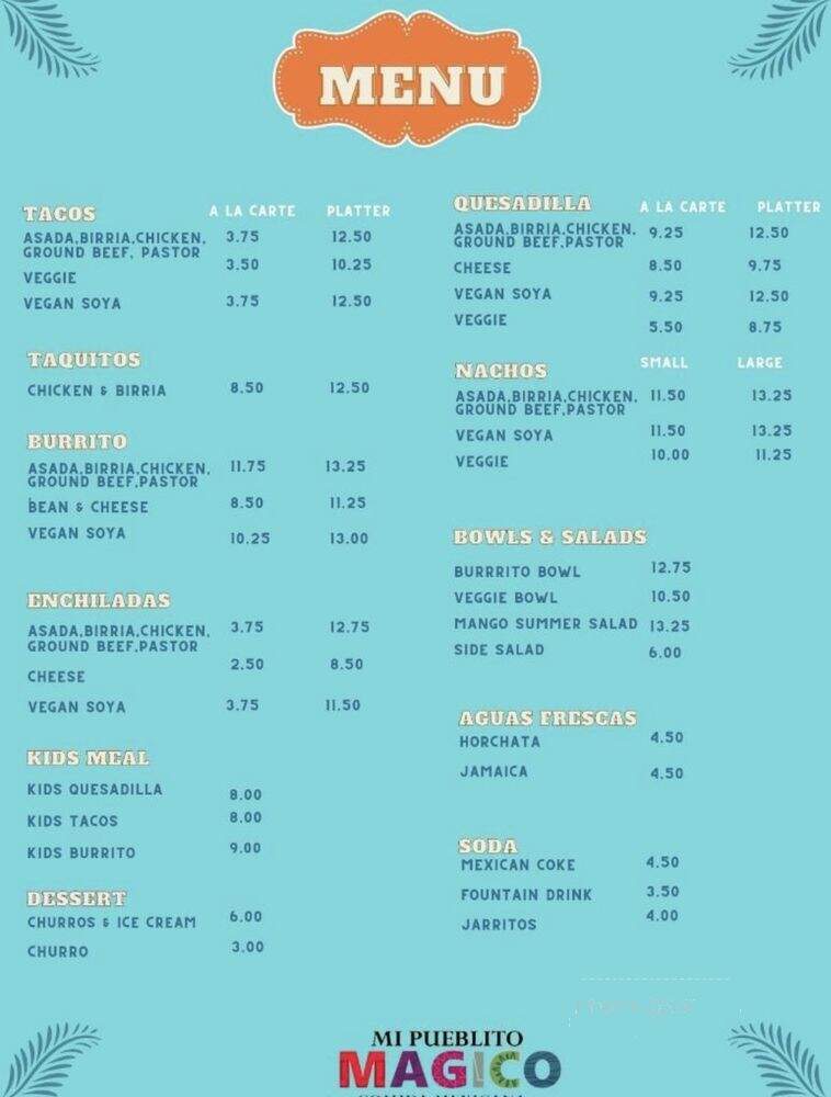 Mi Pueblito Magico - Portland, OR menu_pic