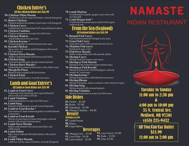 Namaste Indian Restaurant - Medford, OR