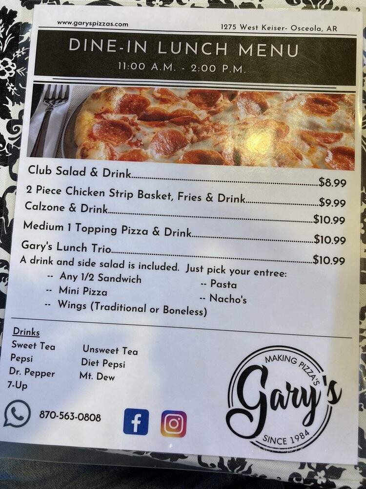 Gary's Pizza - Osceola, AR menu_pic