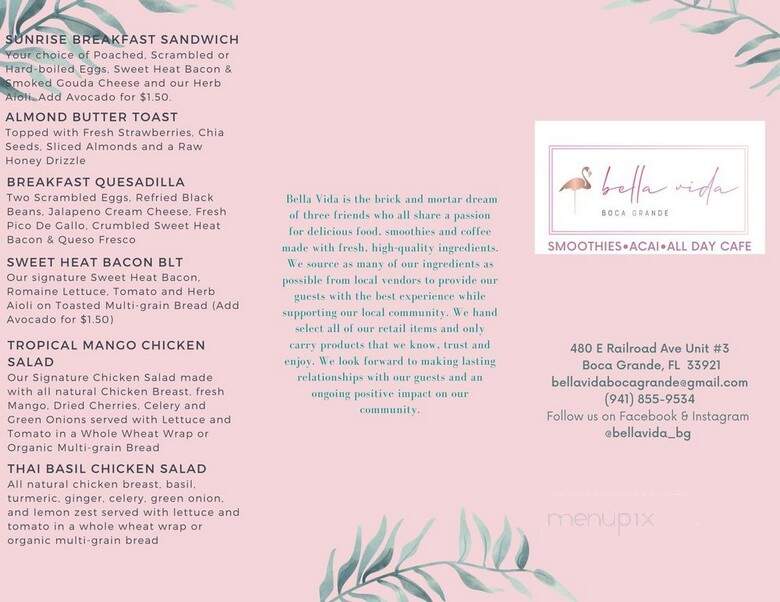 Bella Vida - Boca Grande, FL menu_pic