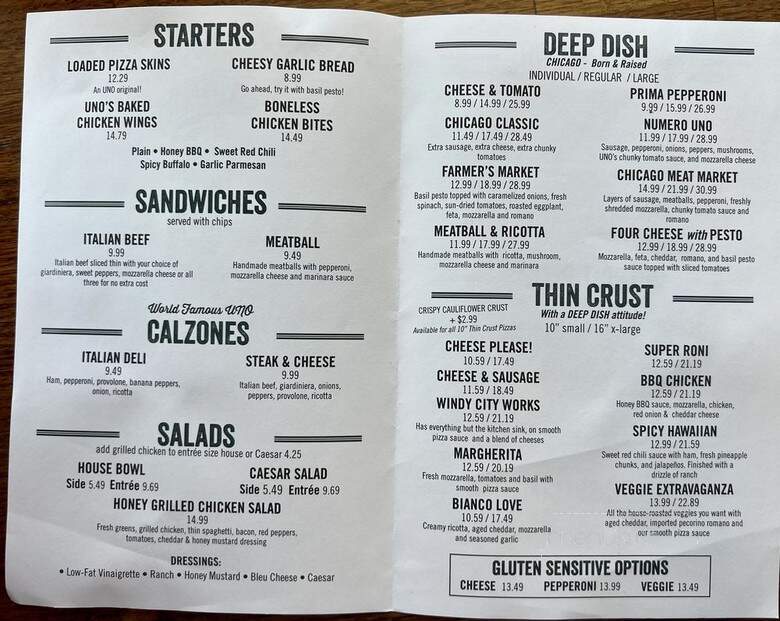 Pizzaria UNO - Winter Park, FL menu_pic