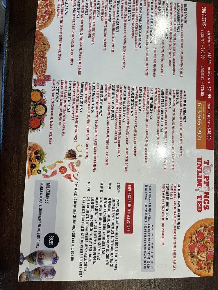Toppings Unlimited - Ottawa, ON menu_pic